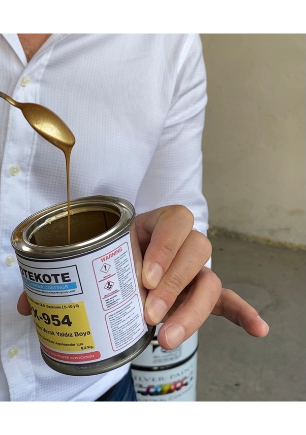 Süper Parlak Altın Yaldız Kararmaz Koruma Altın Varak Boya PX 954 – 2L - Görsel 5